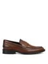 TOD'S FADED GLOSSY LEATHER RUBBER SOLE LOAFERS,0da8961b-d8da-aefc-d877-d34c46ef5f39