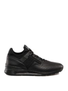 TOD'S BLACK LEATHER AND NEOPRENE SNEAKERS,c66b9553-b627-f766-2184-63959b67022d