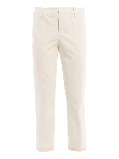 Zadig & Voltaire Fringe Stretch Cotton Crop Trousers In Neutrals