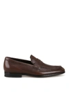 TOD'S TAPERED TOE DARK BROWN LEATHER LOAFERS,b35b91ac-dee0-dfd1-3027-36fd6beb0925