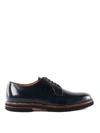 TOD'S DARK BLUE BRUSHED LEATHER DERBY SHOES,3b310248-2135-6053-fcd6-e6ef308dafe1