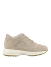 Hogan Low-top Sneakers 00n0s Suede Glitter Logo Beige In Neutrals