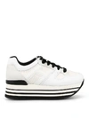 HOGAN LEATHER AND FABRIC MAXI SOLE SNEAKERS,8c641a6a-49aa-26fd-1f4f-8b7d06d6febe