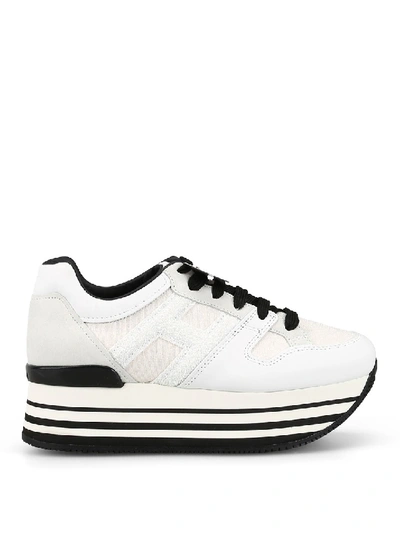 Hogan Leather And Fabric Maxi Sole Sneakers In White