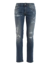 DOLCE & GABBANA DISTRESSED DENIM FIVE POCKET JEANS,f8e697aa-828e-298e-b92c-e3dbd2f3a688