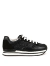HOGAN H222 LEATHER AND GLITTER FABRIC SNEAKERS,d41e9656-ee7b-1033-e585-8968a8618fb0