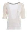 FABIANA FILIPPI STRASS EMBELLISHED WHITE COTTON CREWNECK,47e41180-9814-17b9-a5cc-c8724b4b049a