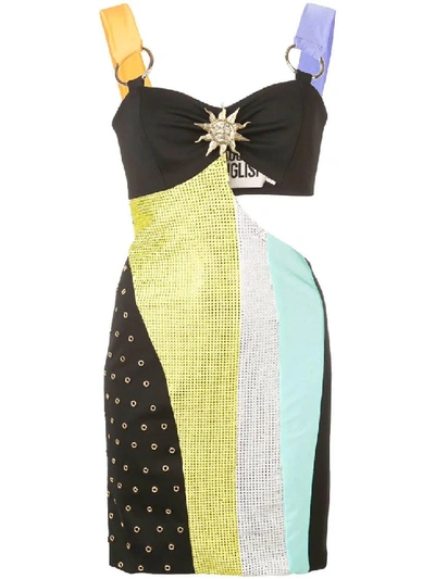 Fausto Puglisi Multicolor Women's Color Block Mini Dress In Black