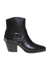 MICHAEL KORS GOLDIE LEATHER ANKLE BOOT IN BLACK COLOR,AC834711-5838-D68E-0906-7A058670F834