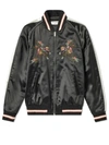 SAINT LAURENT BLACK MEN'S FLORAL EMBROIDERED TEDDY JACKET,560161 Y587S