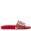 VERSACE RED SLIDE SANDALS WITH MULTICOLOR PRINT,9eda8f68-9162-3182-cd54-def556010656
