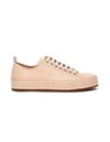 ANN DEMEULEMEESTER BEIGE LEATHER LOW-TOP SNEAKERS,06363D42-E777-B541-BA8D-5353A379A5AB