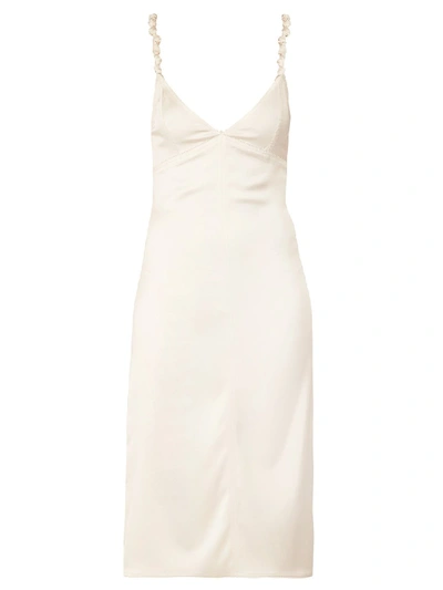 Bottega Veneta Knotted-strap Satin Pencil Dress In Neutrals