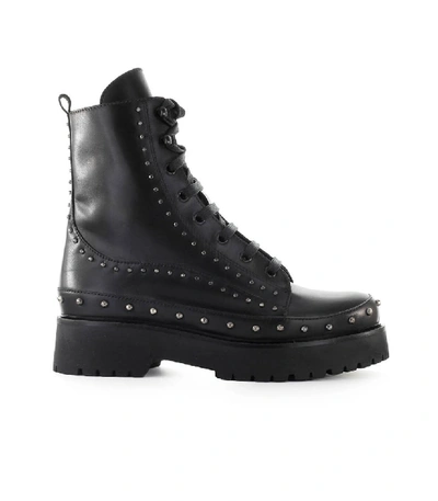 Pinko Cingoli Black Leather Combat Boot