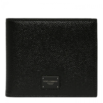 Dolce & Gabbana Black Leather Wallet With Logo Plaque