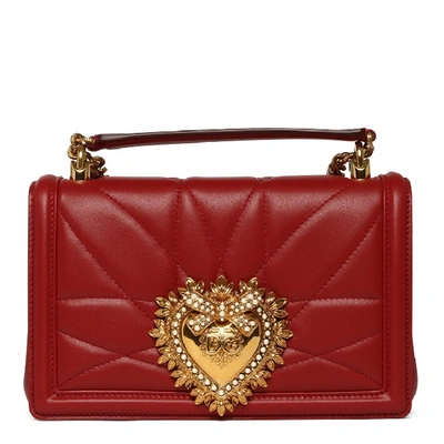 Dolce & Gabbana Matelassã© Leather Bag In Red