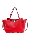 VALENTINO GARAVANI BRIGHT RED ROCKSTUD MEDIUM TOTE,8b4477b9-8837-55ea-2ebe-59e82adf5a04