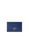 PRADA ROYAL BLUE SAFFIANO LEATHER CARD HOLDER,91bfaa3e-643d-deeb-b0c2-b8b1455a222d