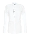 DOLCE & GABBANA EMBROIDERED LOGO WHITE COTTON SHIRT,2274f0a1-2389-6275-a253-8fd8323b3928