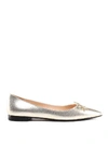 PRADA METALLIC SAFFIANO LEATHER FLAT SHOES,c9bb8b64-1de2-e4bc-161d-d1487cc9383b