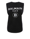 BALMAIN FLOCK LOGO TANK TOP WITH ICONIC BUTTONS,0ac94a83-c7d1-c6f2-f82d-05229c6afb91