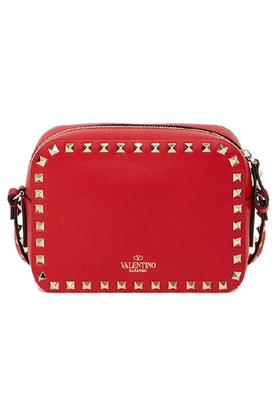 Valentino Garavani Shoulder Bag ' Rockstuds Camera Bag' Cream In Red