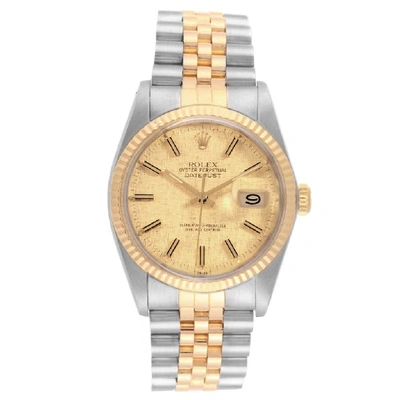 Rolex Datejust 36 Steel Yellow Gold Vintage Mens Watch 16013 Box Papers