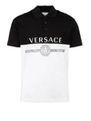 VERSACE MEDUSA PRINT TWO-TONE POLO SHIRT,68ff6d23-2f5b-f7cb-6efd-3131658a0011