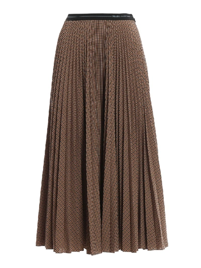 Prada Pleated Wool Blend Skirt In Black