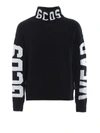 Gcds Wool Melange Turtleneck Sweater In Black