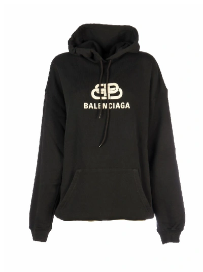 Balenciaga Printed Cotton Sweatshirt In Black