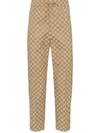 Gucci Gg Cotton Blend Canvas Jogging Pants In Neutrals