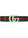 GUCCI ELASTIC WEB BELT WITH DOUBLE G BUCKLE,a28cbd08-8d6c-5213-be5e-058abdeaef59