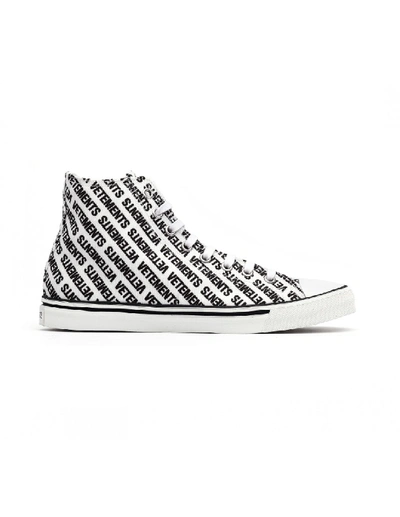 Vetements White Logo Printed Converse Trainers