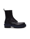 Balenciaga Lace Detail Military Boots In Black