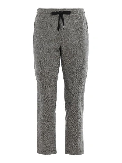 Dolce & Gabbana Cashmere Blend Mini Check Trousers In Grey