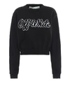 OFF-WHITE FUR EMBROIDERED LOGO CROP SWEATSHIRT,55b9afe7-e7d2-94c1-a53f-5e36d1b5bd6e