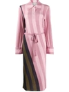 Jw Anderson Belted Striped Crepe De Chine Maxi Dress In Pink