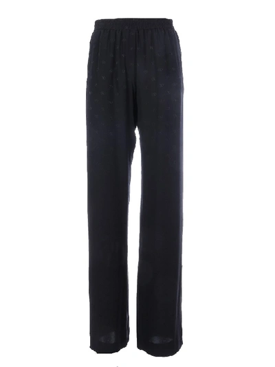 Valentino Mini Vlogo Satin Jacquard Pajama Pants In Black