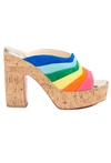 CHRISTIAN LOUBOUTIN SUEDE LEATHER MULES 'O SISTER' CORK/MULTI,e3398d27-8774-780d-38b7-03f1e941eb94