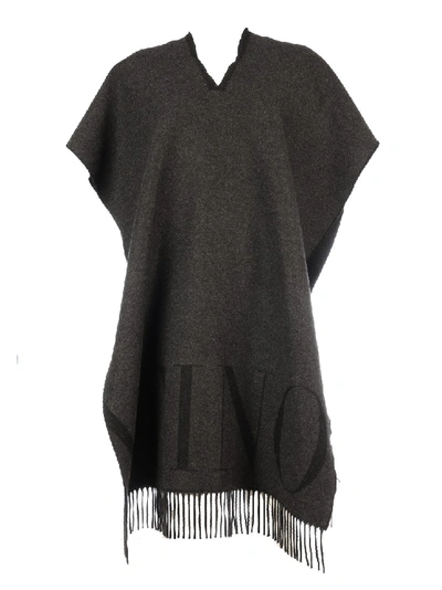 Valentino Grey Cashmere Poncho In Black