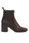 BRUNELLO CUCINELLI LEATHER ANKLE BOOT WITH PEARL DECORATION BROWN,c51187eb-e9cc-2263-de2c-7339df6297e0