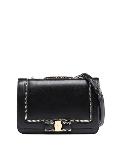 Ferragamo Vara Leather Cross Body Bag In Black