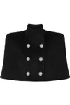 BALMAIN BUTTON-EMBELLISHED DOUBLE-BREASTED WOOL AND CASHMERE-BLEND CAPE,cecb4820-a8be-d4ef-f4fd-00c9ef69278e