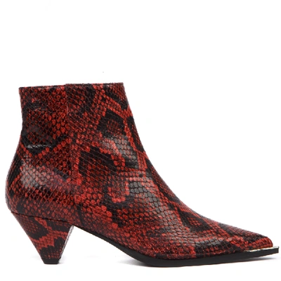 Aldo Castagna Red Python Leather Ankle Boot In Black