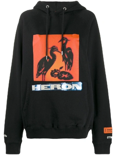 Heron Preston Black Women's Orange Logo Print Hoodie