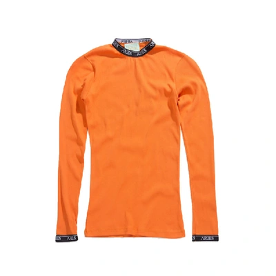 Aries Cotton Rib Longsleeve Top In Orange