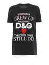 Dolce & Gabbana Embellished Printed Cotton-jersey T-shirt In Black