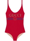 GUCCI RED WOMEN'S RED FRONT LOGO SWIMSUIT,1c4ccc41-4d51-acde-312f-25ccc242a257