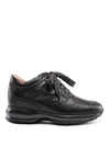 Hogan Interactive Suede & Satin Sneakers In Black
